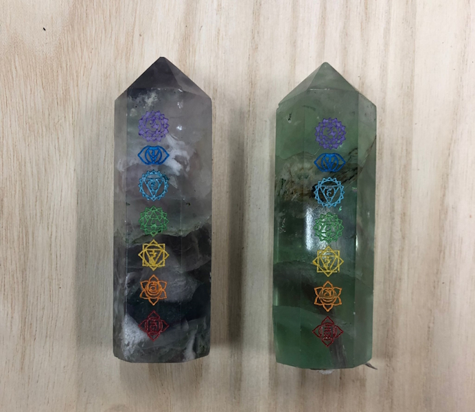 Punta Generador Fluorita Arcoiris Chakras